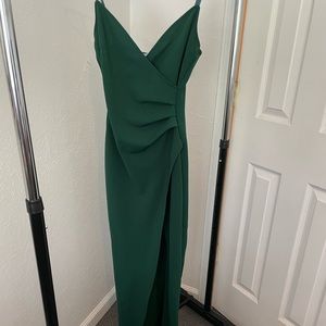 EMERALD SUNDAE HIGH SLIT GOWN- Green